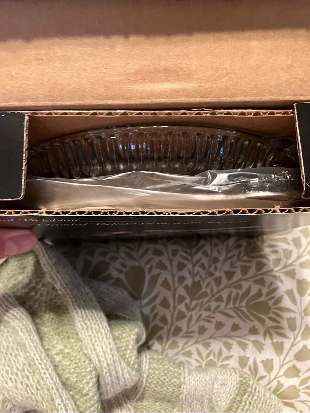 Brighton Clear Crystal Divided Relish Tray with Stainless Servers